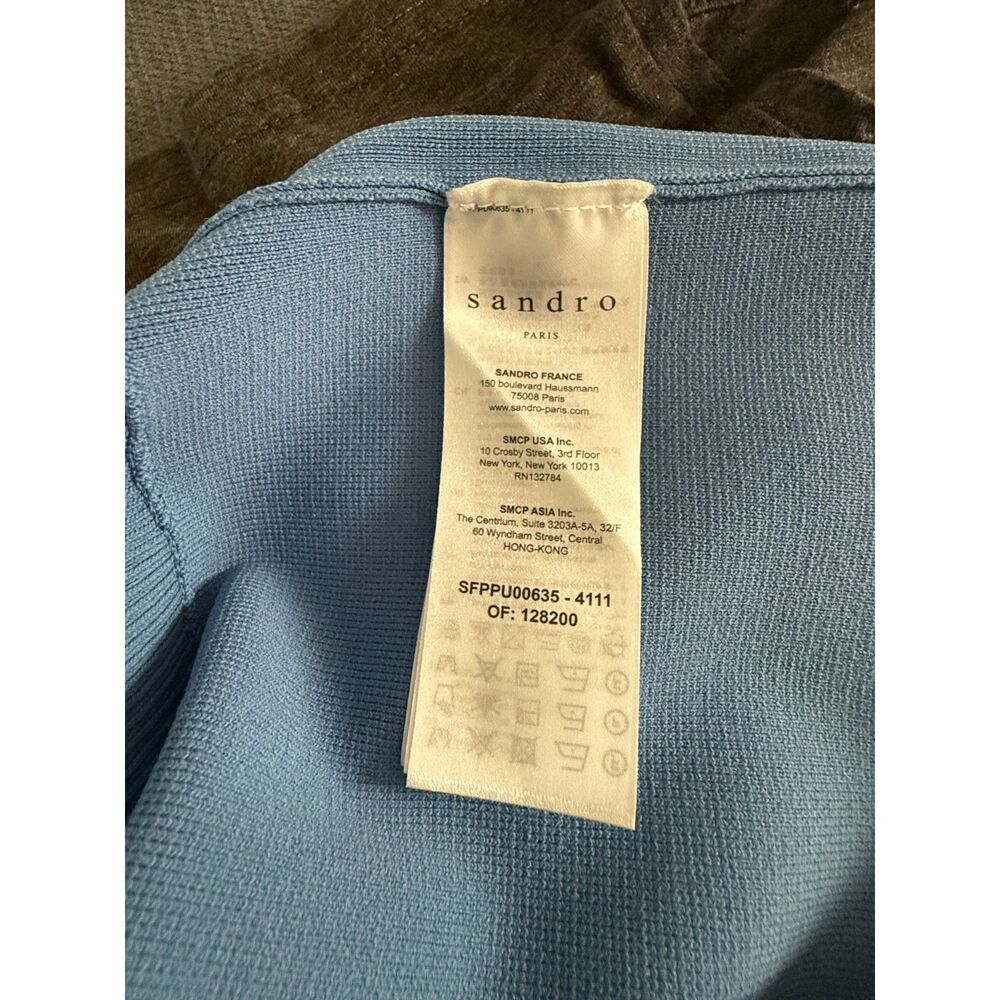 Sandro Ribbed V-Neck Short Sleeve Top - Picture 6 of 6